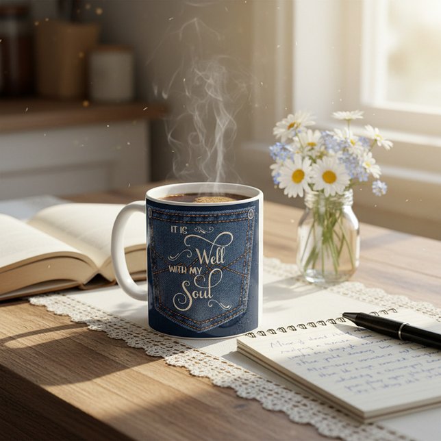 It is well denim pocket  coffee mug (Creator Uploaded)