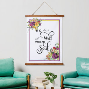 It is well floral  hanging tapestry