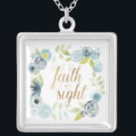 It Is Well - Walk by Faith Not by Sight Silver Plated Necklace<br><div class="desc">It Is Well I by Studio W. Features a beautiful floral border with the phrase "Walk by Faith,  Not by Sight."</div>