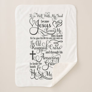 It Is Well With My Soul Because Jesus Loves Me Sherpa Blanket