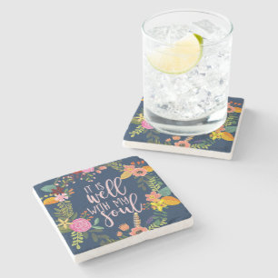 It Is Well With My Soul, Hymn, Bible, Quote Stone Coaster