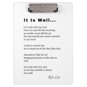 It is well with my soul inspirational poem poetry clipboard
