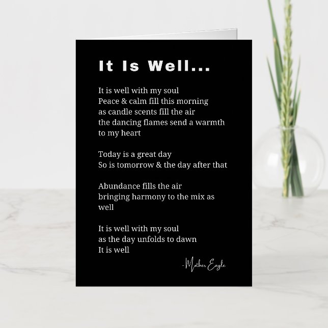 It is well with my soul inspirational poem poetry  foil greeting card (Front)