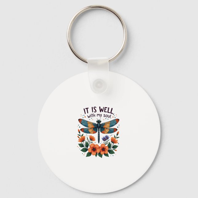 It Is Well With My Soul Inspirational Quote (1) Keychain (Front)
