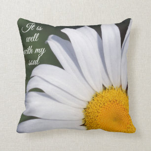 It Is Well With My Soul Offset Daisy Throw Pillow