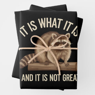 It Is What It Is and It Is Not Great Racoon Xmas Wrapping Paper Sheet
