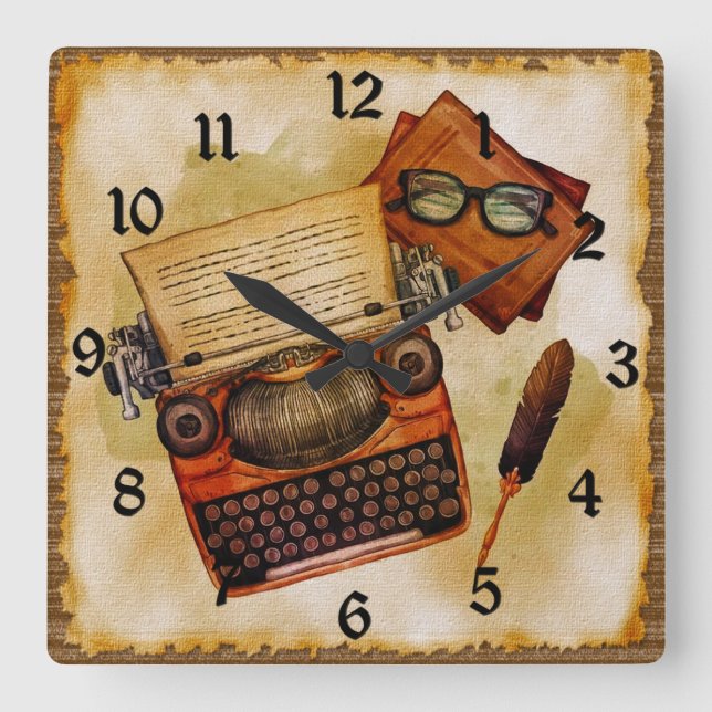 It Is Written Vintage  Square Wall Clock (Front)