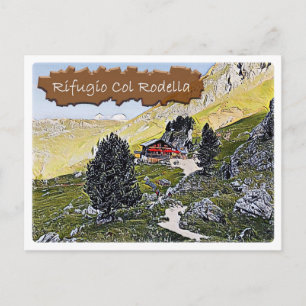 It Italy - alpine hut Col Rodella - Dolomiti Postcard
