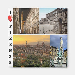 IT - Italy - Florence - I Love - Collage Mosaic Magnet