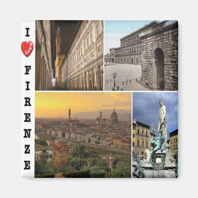 IT - Italy - Florence - I Love - Collage Mosaic Magnet (Front)