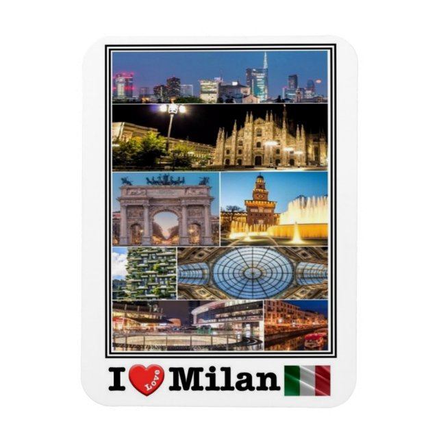 IT Italy - Milan -  I Love Mosaic - Magnet (Vertical)