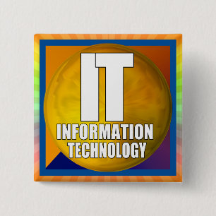 IT LOGO - INFORMATION TECHNOLOGY 2 INCH SQUARE BUTTON