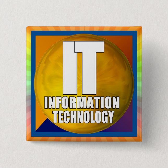 IT LOGO - INFORMATION TECHNOLOGY 2 INCH SQUARE BUTTON (Front)