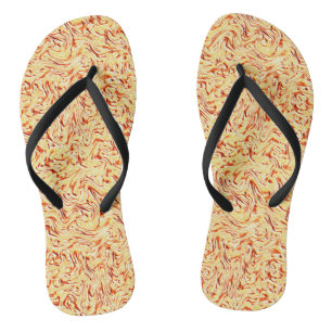 It looks like a halved cabbage, yellow and coral flip flops