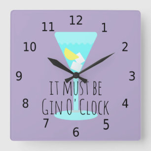 It must be gin o' clock, with numbers square wall clock