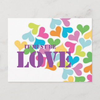 It must be love romantic hearts postcard