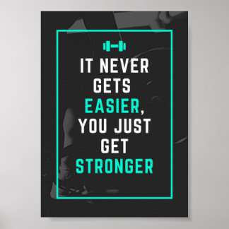 It never gets easier gym inspiration quote poster