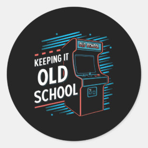 It Old School Gamer Vintage 80's 90s Arcade Gaming Classic Round Sticker