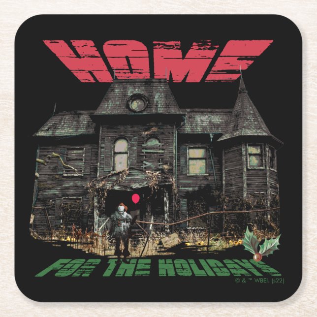 IT | Pennywise - Home for the Holidays Square Paper Coaster (Front)