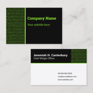 IT Professional - Binary Code in Green on Black Business Card