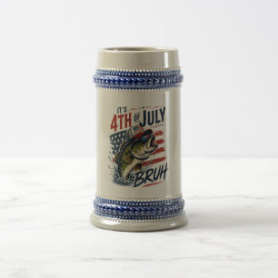It’s 4th of July Bass Brute Fishing Beer Stein