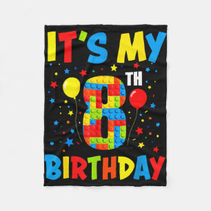 It’s 8th birthday 8 year old building blocks kids fleece blanket