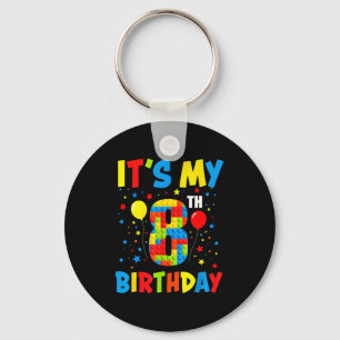 It’s 8th birthday 8 year old building blocks kids keychain