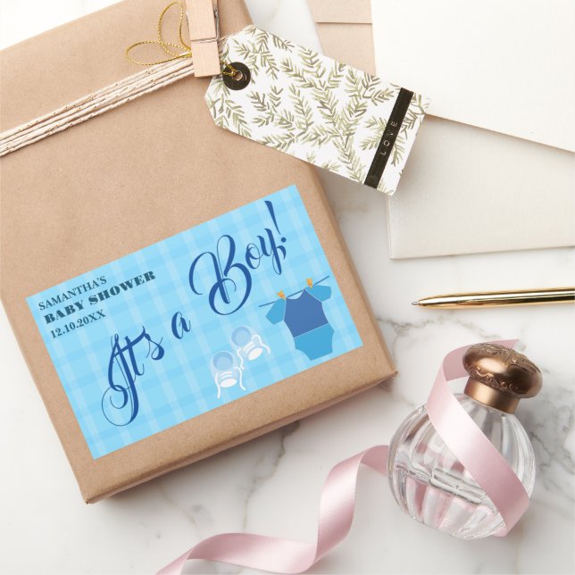 It’s a Boy! Baby Shower Blue Modern. Napkins Sticker (Gifting)