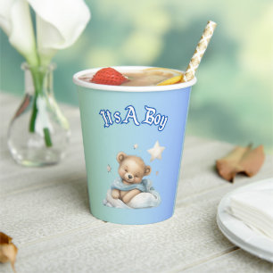 “It’s A Boy” Baby Shower Party Decor – Teddy Bear Paper Cups