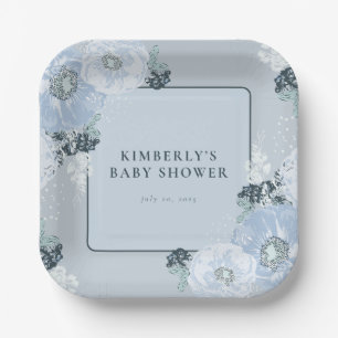 It’s A Boy Blue Floral Baby Shower Paper Plate