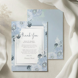 It’s A Boy Blue Floral Peony Baby Shower  Thank You Card