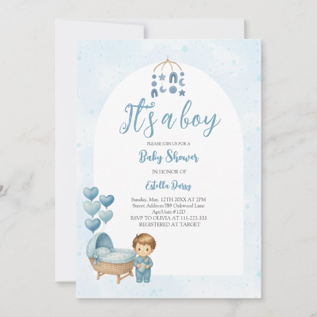 It’s a Boy Blue Nursery Baby Shower Invitation (Front)