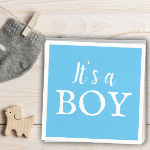 It`s a Boy Blue Typography Baby Boy Baby Shower Napkin