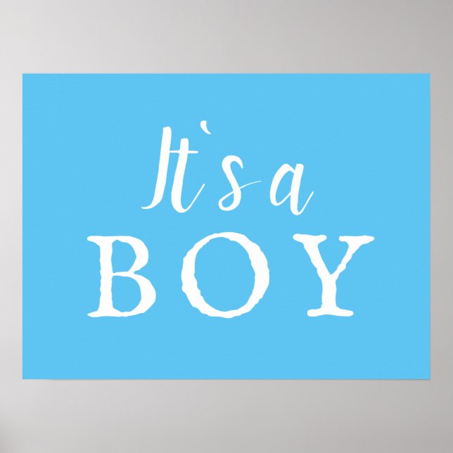 It`s a Boy Blue Typography Baby Shower Sign (Front)