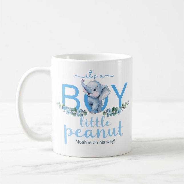 It’s a Boy Elephant Baby Announcement Mug – Blue W (Left)