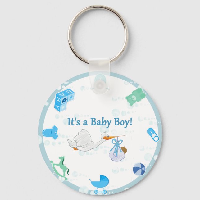 It’s a Boy – Personalized Baby Shower Keychain (Front)