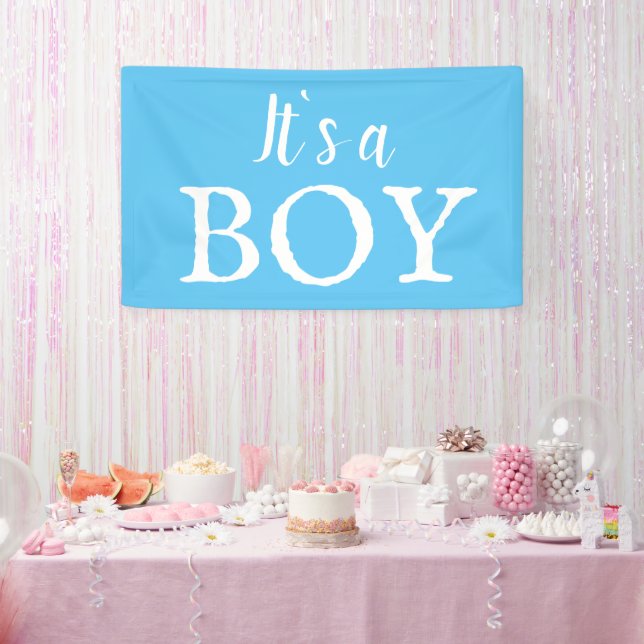 It`s a Boy Typography Blue Baby Boy Baby Shower Banner (Party)