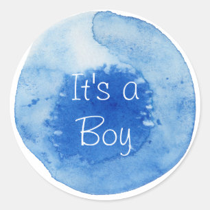 It’s a Boy- Watercolor Baby Shower Classic Round Sticker