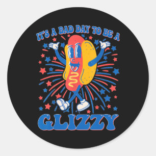 It’s A D Day To Be A Glizzy 4th Of July Hotdog Fun Classic Round Sticker