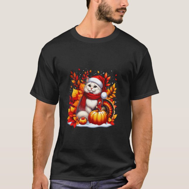 It s a Fall Yall Cat Leaf Fall Tree Autumn Thanksg T-Shirt (Front)