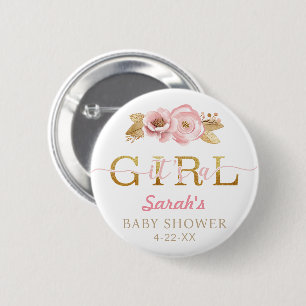 It’s a Girl Blush Pink Baby Shower Button