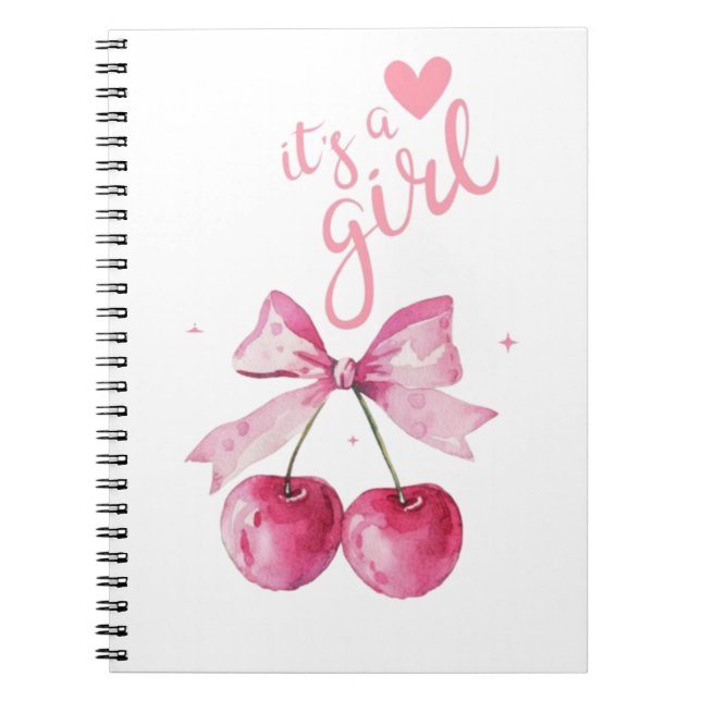 It’s a Girl Cherry Notebook (Front)