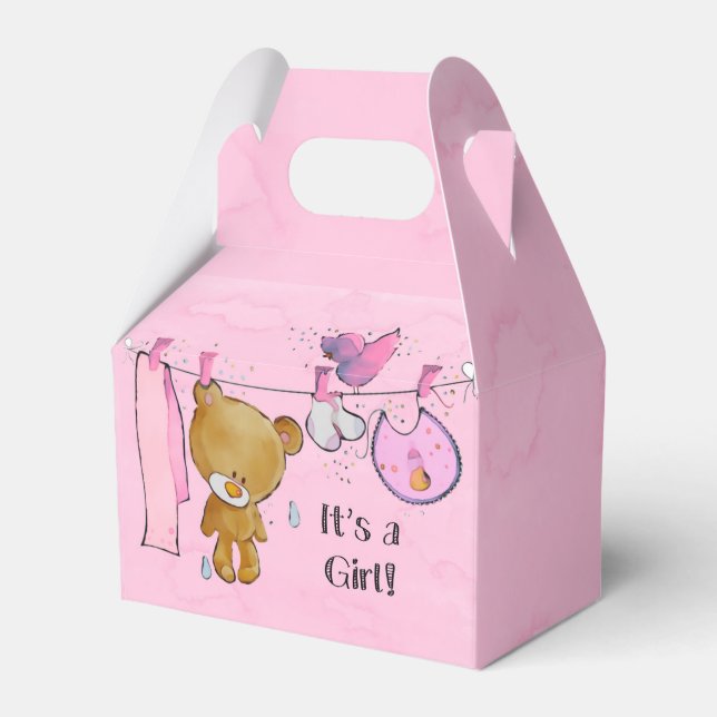 It’s a Girl Cute Teddy Bear Baby Shower Favor Box (Front Side)