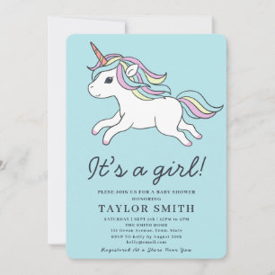 It’s a Girl Cute Unicorn Baby Shower  Invitation