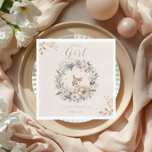 It’s a Girl Floral Deer Baby Shower Table Decor Napkin
