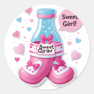 It’s a Girl!" (Gender Specific – Girl) Classic Round Sticker