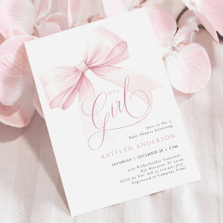 It’s a Girl Pink Bow Baby Shower Invitation