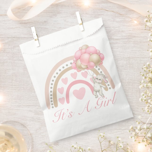 It’s a Girl Rainbow Pink Baby Shower Favour Bag (Clipped)