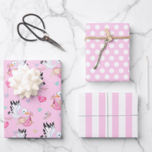It’s a Girl Stork Baby Wrapping Paper Set