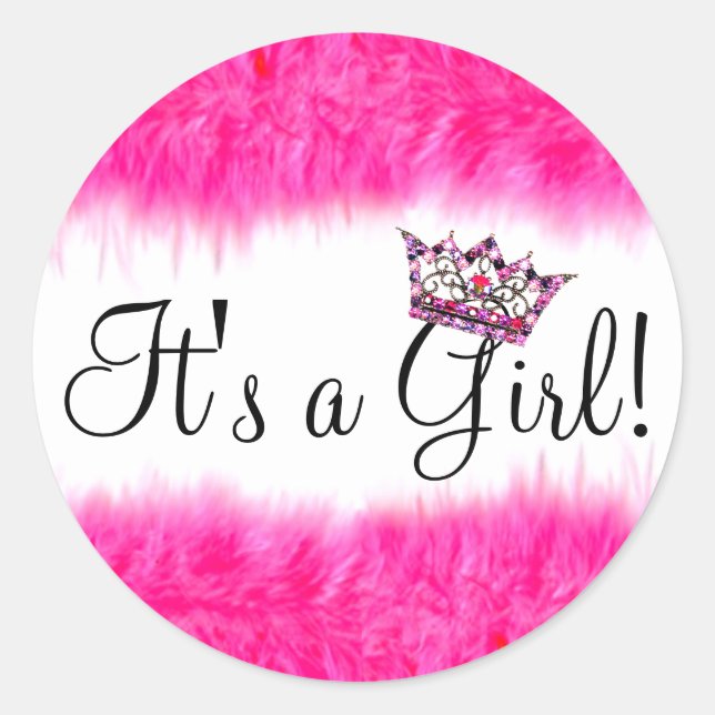  “It’s a Girl!” Tiara Baby  Classic Round Sticker (Front)